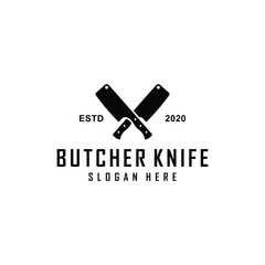 butcher knife logo design emblem