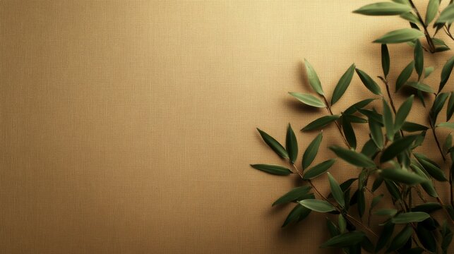 Elegant golden backdrop with botanical accents for understated sophistication