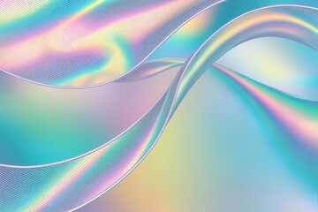 Obraz premium Iridescent abstract background with flowing gradient mesh waves and holographic texture in pastel colors, modern digital art design for wallpaper, technology, or futuristic concept