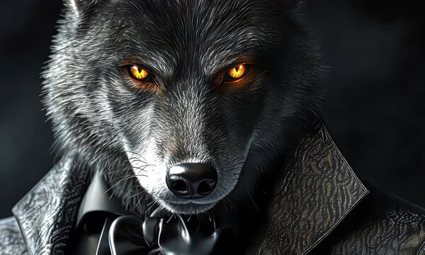 Stylized wolf closeup