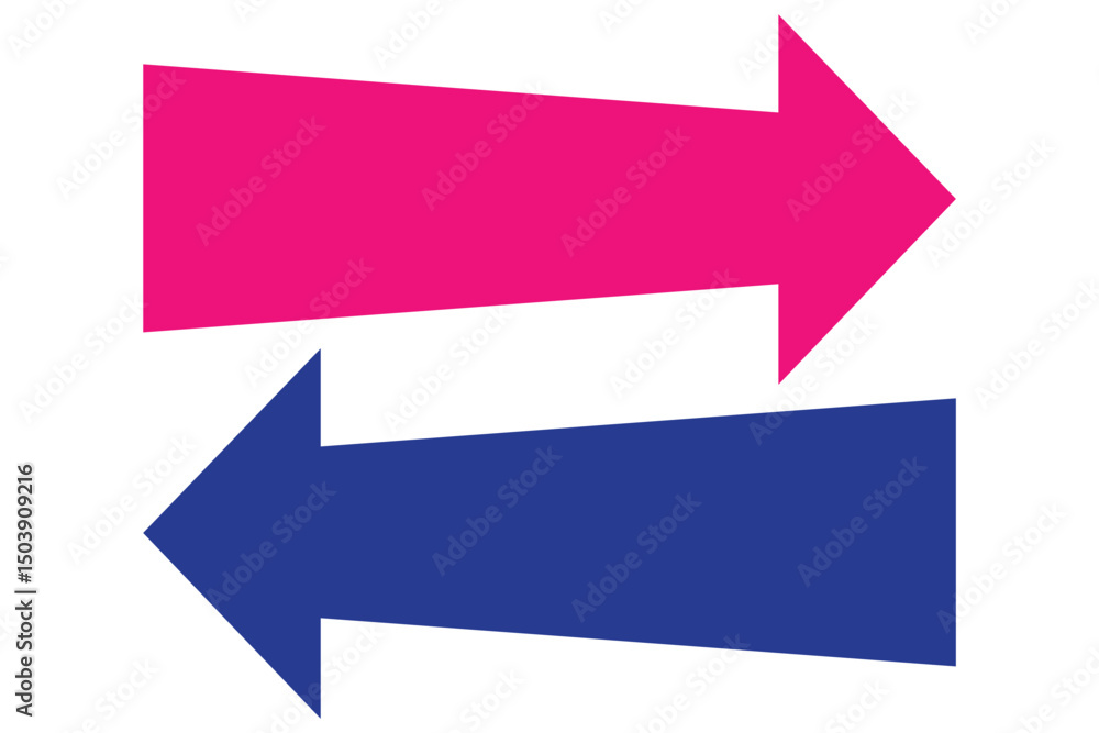 Poster pink and blue green pointing to the left and right arrow vector. right direction and left direction 