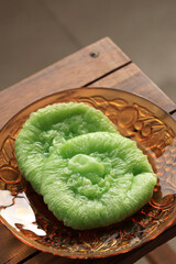 Kue Cucur Pandan, Indonesian Freid Pancake Made from Rice Flour, Sugar, Cconut Milk