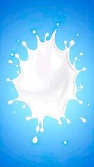 Fototapeta premium 3D Render of Milk Splash Isolated on Blue Background – High Quality Realistic Dairy Splash Illustration
