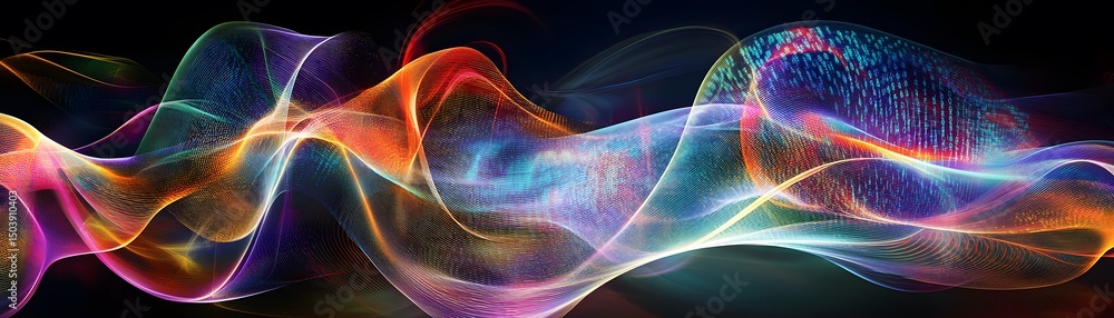 Poster vibrant abstract waves of color and light create a mesmerizing visual effect