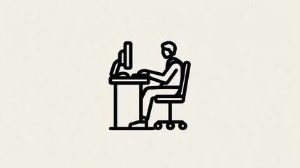 Minimalist design of the relationship between humans and technology is connected with the human figure and the laptop, especially in the context of computing or computer science.