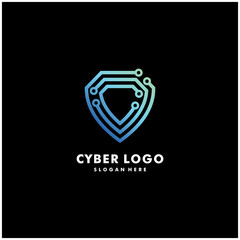 cyber logo vector line premium