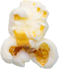 Tasty popcorn close up isolated on white background
