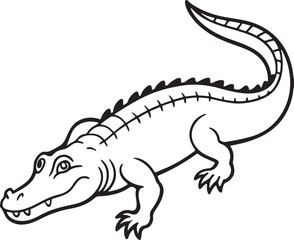 Obraz premium A crocodile line art vector