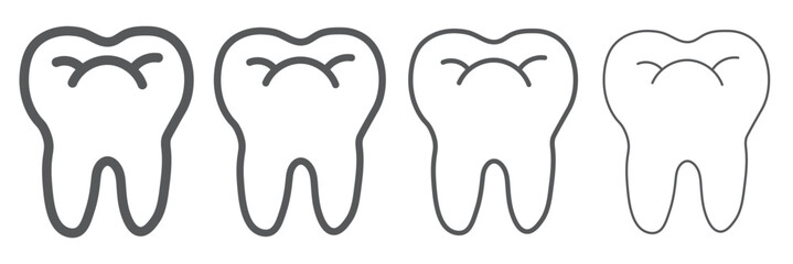Tooth icons set. Tooth shape symbol. Vector illustration. Black icon of tooth isolated