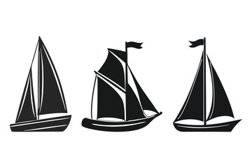Fototapeta premium Sailboats silhouette vector Illustration