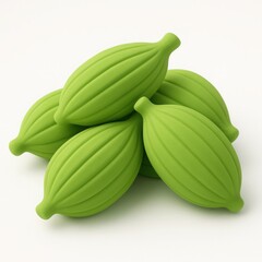 Green Cardamom Pods on White Background