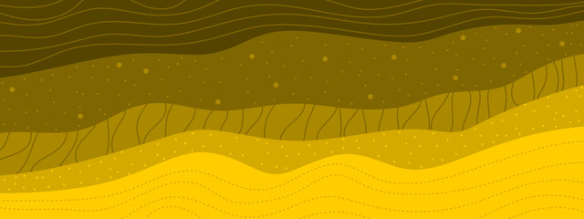 Abstract curvy yellow soil layers. Sedimentary strata