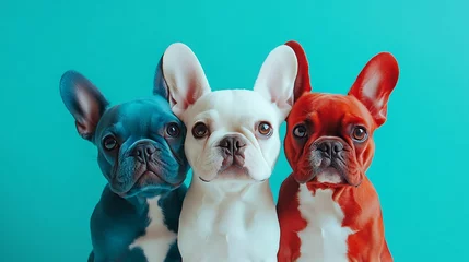 french bulldog puppy, France, French flag, French tricolor