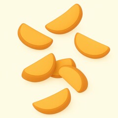 Obraz premium Orange Crescent Shaped Food Pieces Falling on White Background