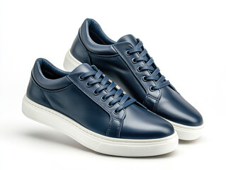Pair of navy blue leather sneakers (2)