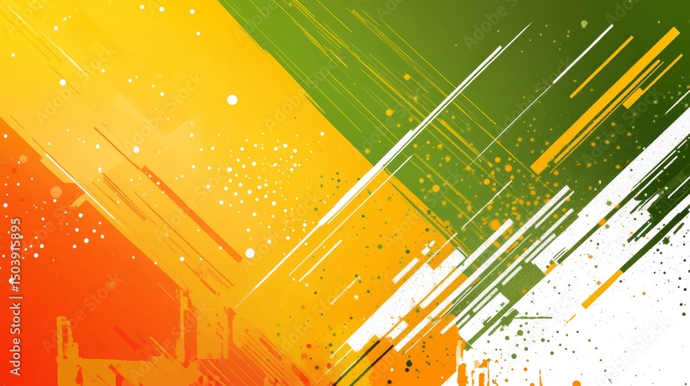 Poster dynamic splash background of vibrant colors with geometric shapes and lines