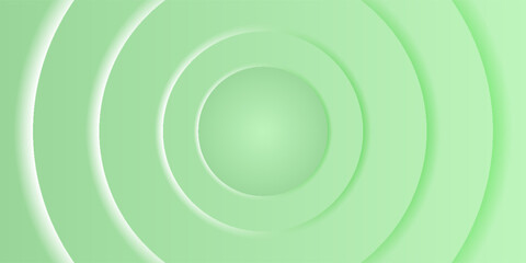 Soft green abstract wide banner background with 3d green circle shape. Modern futuristic concept. Suitable for cover, header, business, presentation