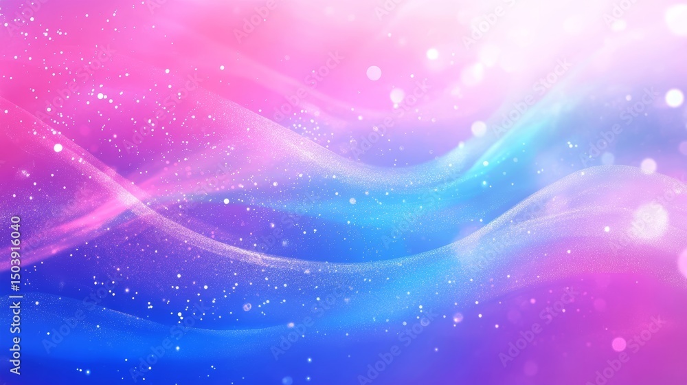 Aufkleber gradient pastel background with flowing waves, soft colors and sparkling particles