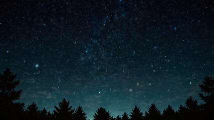 山の向こうに見える星空、夜景