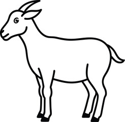 line art of a goat on the white background