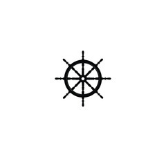 Naklejka premium Silhouette of ship wheel on white background