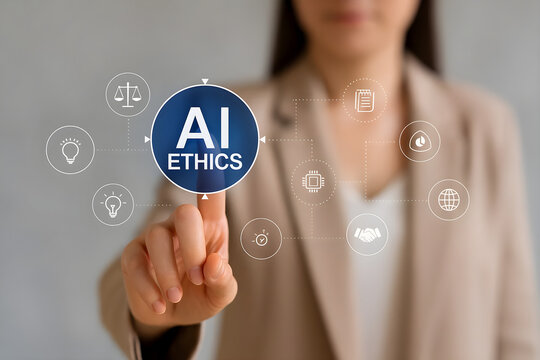 Ai ethics concept for responsible artificial intelligence development and implementation policy