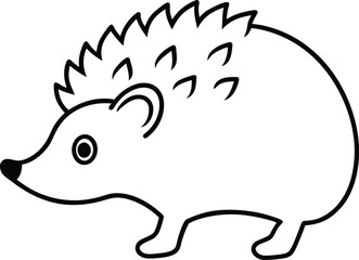 line art of a hedgehog on the white background
