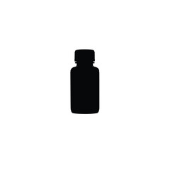 silhouette of supplement bottle on white background