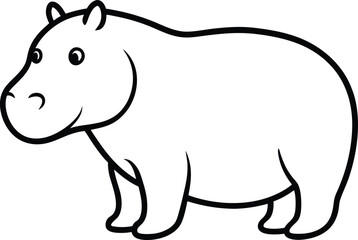 line art of a hippopotami on the white background