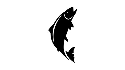 Jumping fish Logo , black isolated silhouette