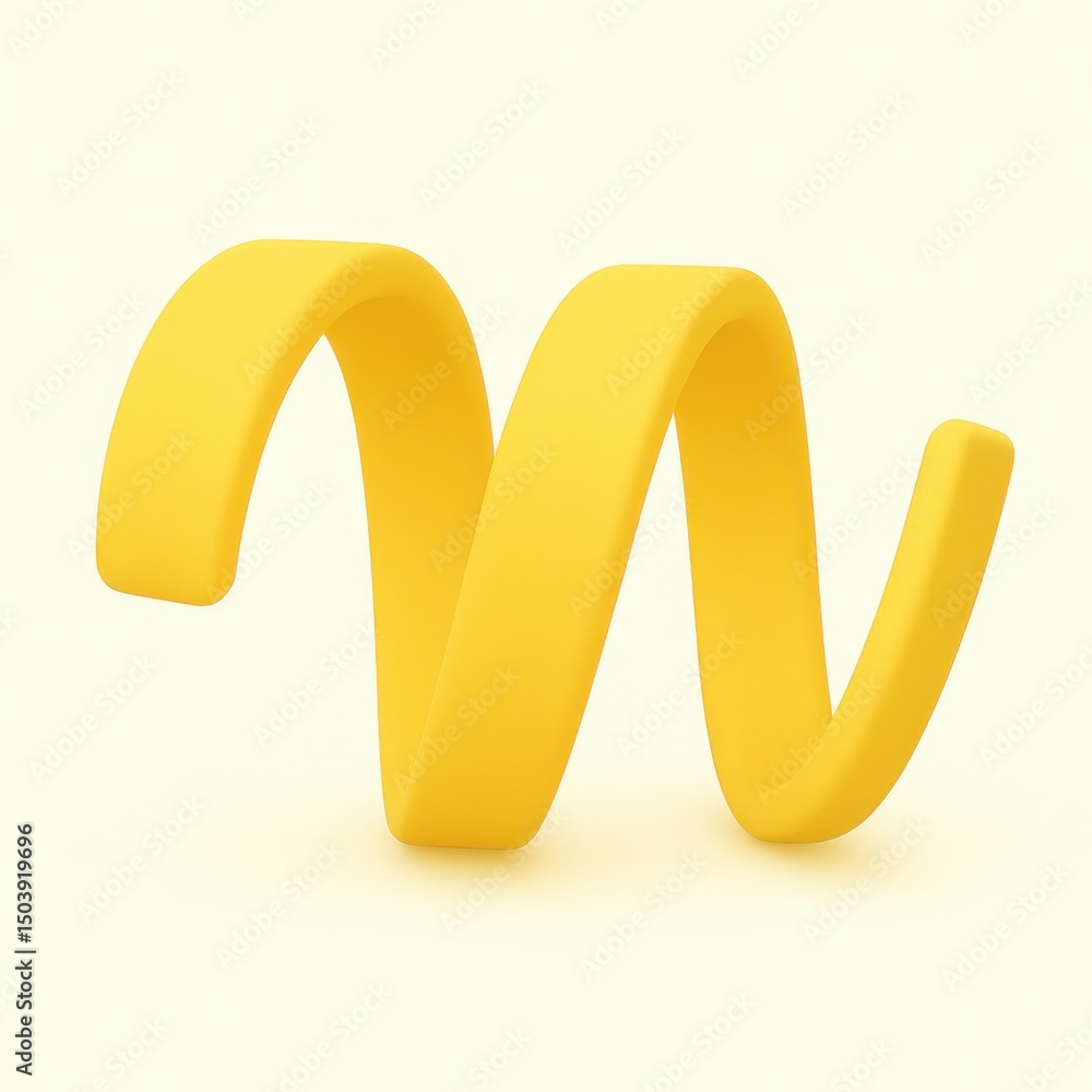 Poster yellow spiral ribbon 3d rendering abstract design