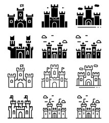 Obraz premium Medieval Castle Vector Icon – Fortress and History Illustration in Flat Style