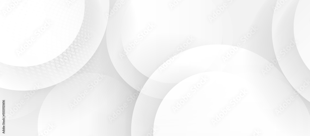 Leinwandbilder white abstract circular background with overlapping geometric shapes