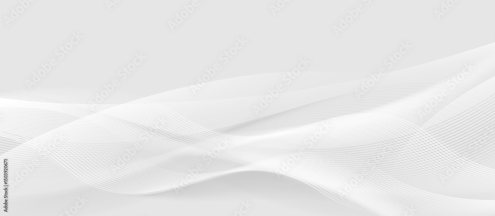 Poster white abstract wave background with smooth flowing lines