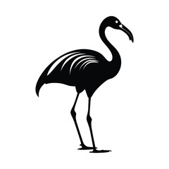 Flamingo black silhouette of simple minimal vector