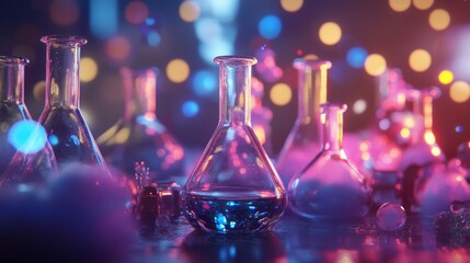 Abstract blue digital science background with glowing molecular structures and futuristic data visualization elements
