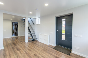 Modern Home Entrance Interior with Minimalist Design and Wooden Flooring