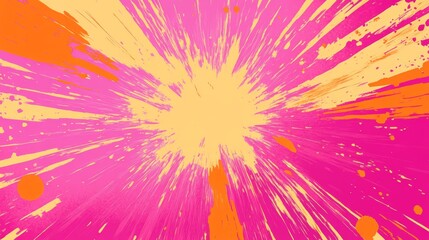 Vibrant Splash of Color, Abstract Expressionism in Pink, Yellow and Orange