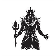lord shiva hindu god character silhouette vector