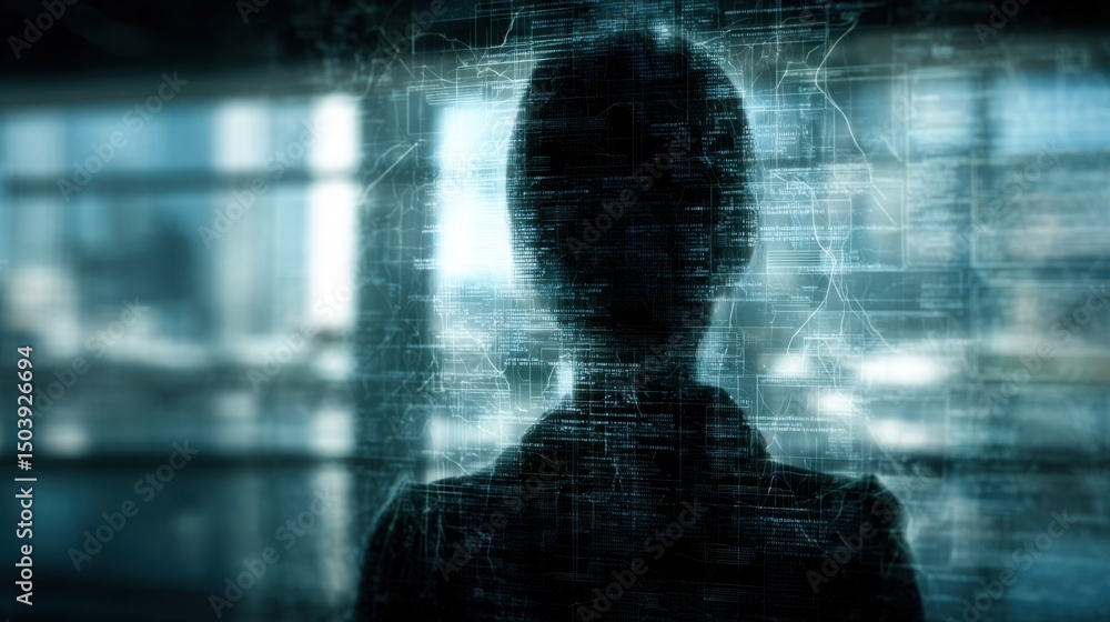 Poster a person engaging in an ai-refined fib projection tier display concept for innovative data visualiza