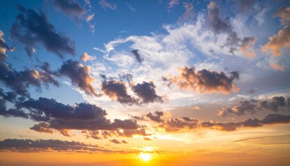 Dramatic sunset sky with colorful cloudscape
