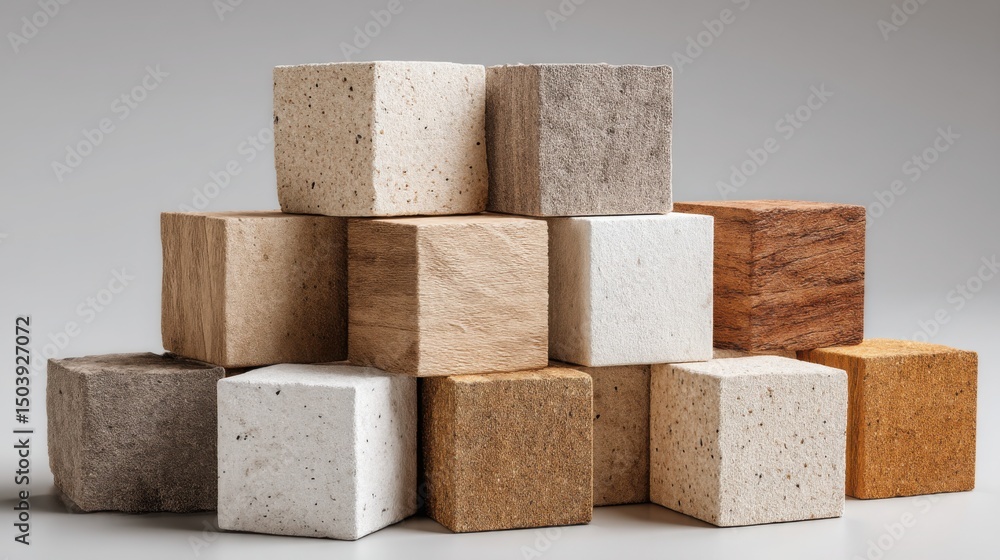 Poster business model icon concept featuring layered blocks representing structure and strategy in business
