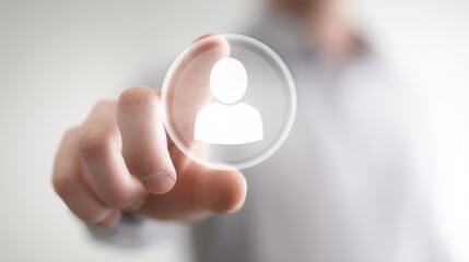 Conceptual representation of a hand reaching out to a user for client engagement in a digital context