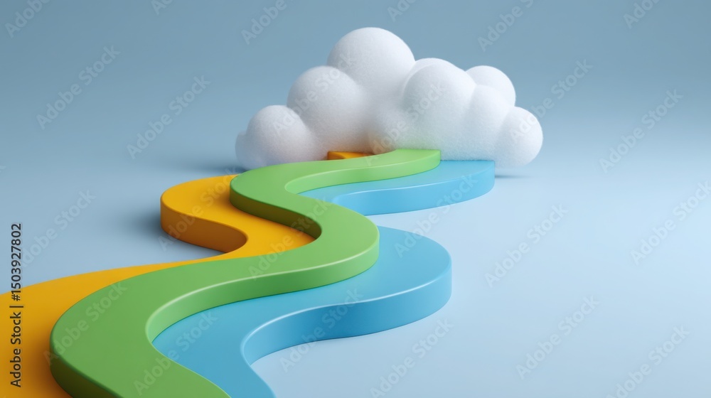 Poster dynamic flow icon concept for collaborative forecasting representing a path for effective planning a
