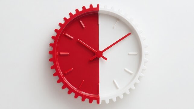 Corporate efficiency icon concept featuring a clock and gear combination to represent time management and productivity