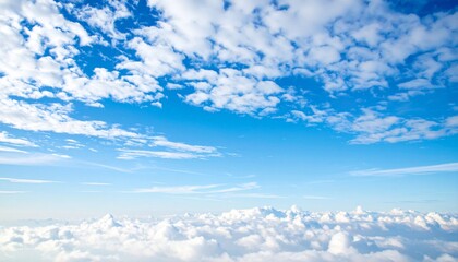 Fototapeta premium Stunning aerial view of blue sky and fluffy white clouds
