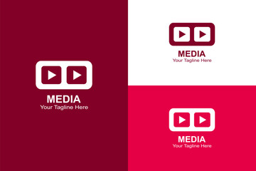 Cinematic Media Logo with 3D Glasses & Play Icon - Editable EPS Vector