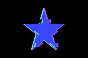 symbolic modeling, vector star in the form of a glitch, logo, design, creativity, advertising, training, vector graphics.