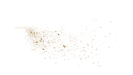 光り輝く金の粒子が飛び散るイラスト　背景透過