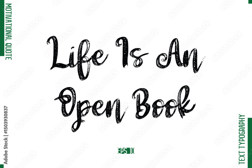 Fototapete life is an open book brush typescript text motivational quote